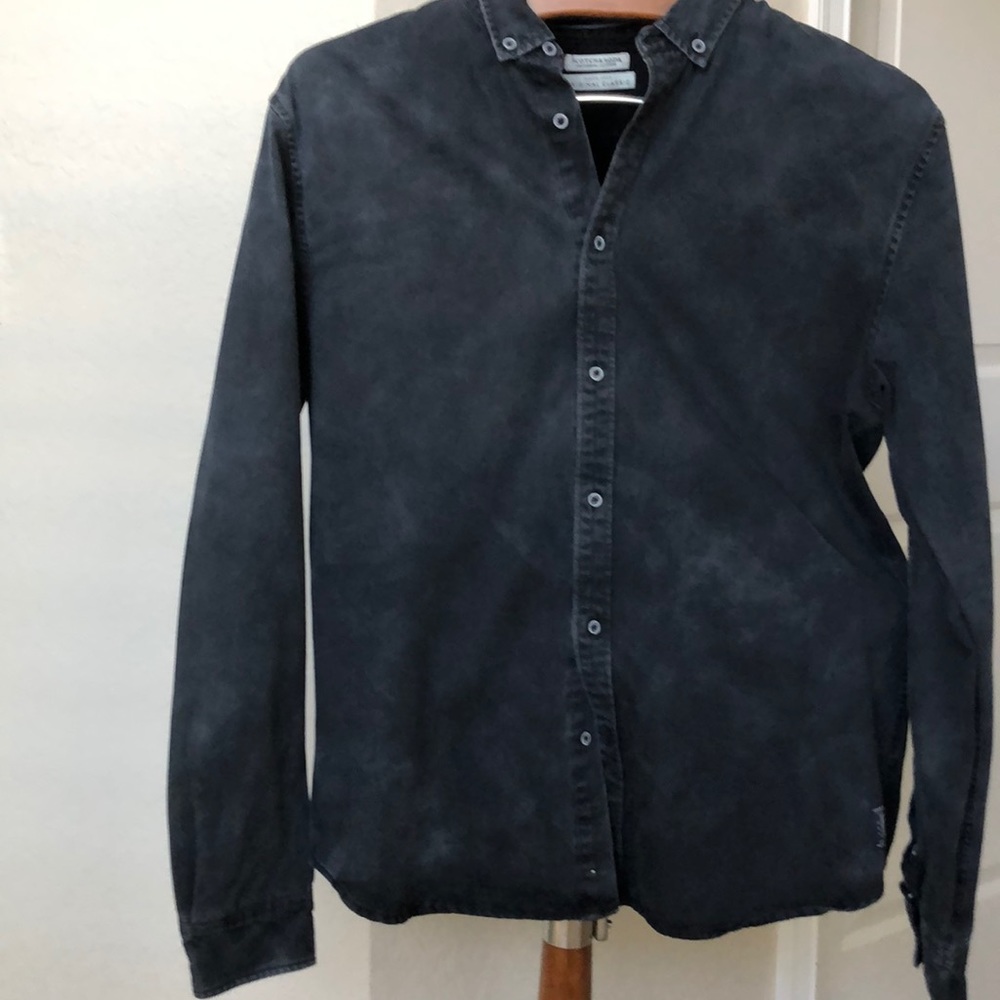 Scotch & Soda XL black brushed cotton shirt